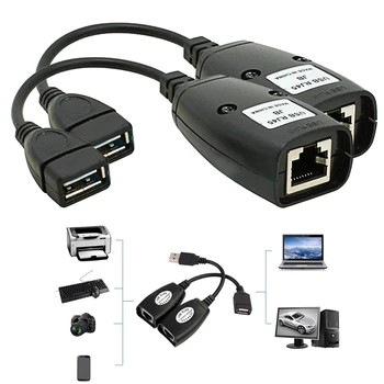 Elisona 2 buc USB la RJ45 LAN prin Cablu de Extensie Adaptor Ethernet Extender Peste Cat5 RJ45 Patch Cord Cat6 Accesorii Gadget-uri