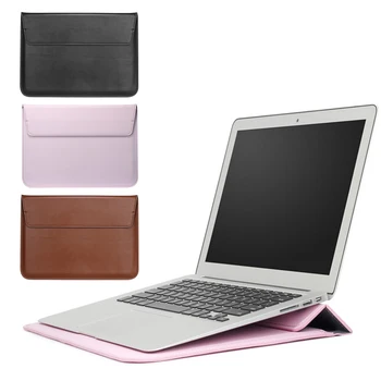 Elisona Piele PU cu Maneci Laptop Notebook Transportă Caz Acoperire Sac w/Functia de Stand pentru Apple MacBook Air Pro 11 12 13 15 Inch