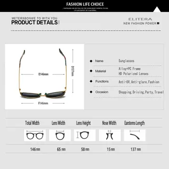 ELITERA Brand New sosire Cadru Pătrat de Moda Polarizat ochelari de Soare pentru Femei Călătorie în aer liber