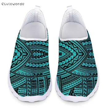 ELVISWORDS Polineziene Tradiționale Stil Tribal Alunecare Pe Pantofi Casual Femei Apartamente de Vară Respirabil Lumina Adidași pentru Doamna Plaja