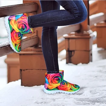 ELVISWORDS Retro Ștampila Model de Dolari În 2018 Femei Zăpadă Glezna Cizme de Iarna pentru Femeie Cizme Cald Papuceii Doamnelor Pantofi de Moda Botas 3D