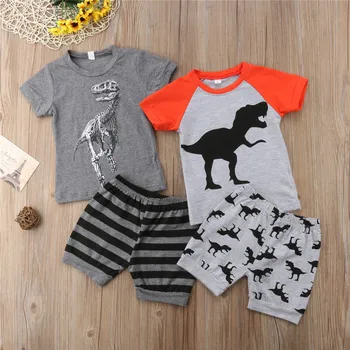 Emmababy Copilul Nou-născut Băieți Dinozaur de Imprimare Topuri de Bumbac tricou+Pantaloni Costume de Haine Seturi de 2 buc