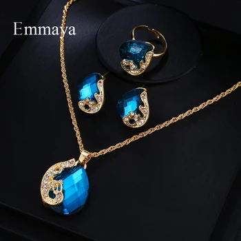 Emmaya Brand de Moda de Lux AAA Zircon Cristal Cercei Colier Set Inel Pentru Femei Populare Bijuterii de Nunta Set Cadou