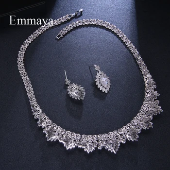 Emmaya Cristal de Mireasa Seturi de Bijuterii Argintiu Rotund Cu Jumătate Zirconia Colier Cercei Seturi pentru Femei Seturi de Bijuterii de Nunta