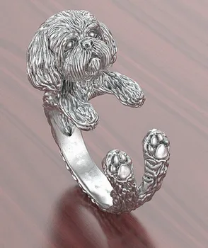 En-gros de 15 buc/lot Shih Tzu Inel reglabil gratuit dimensiune desene animate câine animal Inel bijuterii pentru iubitorii de animale de companie