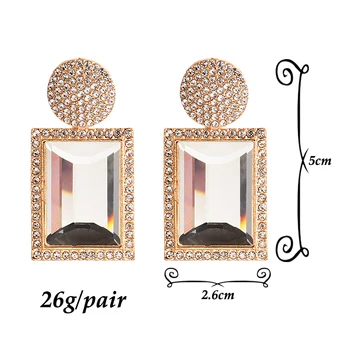 En-Gros De Cristal Geometrice Metal Cercei Bijuterii Cadou Pentru Femei De Înaltă Calitate Clear Pure Stone Drop Cercel Accesorii