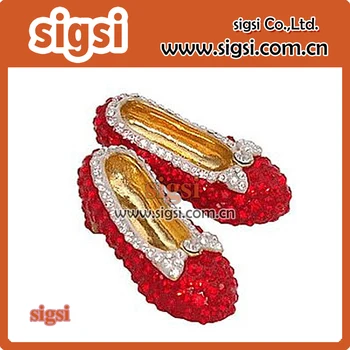 En-gros de pantofi roșii brosa metal acrilic farmecul stras broșă pin pentru cadouri/pânză decor