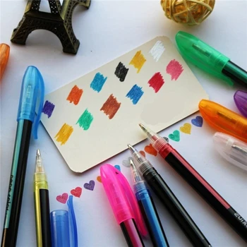 En-Gros De Stilou 12 Culori Gel Set Pix Gel Cu Sclipici Pixuri Pentru Birou Școală Adult Carte De Colorat, Reviste Desen Doodling Art Markeri