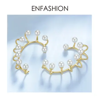 ENFASHION Pearl Ureche Bantă Clip Pe Cercei Pentru Femeile de Culoare de Aur Mare Cercei Earcuff Fără Piercing Bijuterii Pendientes EC191067