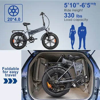 ENGWE EP-2 500W 20 inch cu Anvelope de Grăsime Rabatabile Electric Biciclete de Munte, Plajă, Zăpadă Bicicleta pentru Adulti din Aluminiu Scuter Electric cu 7 trepte