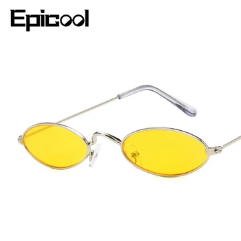 Epicool Retro Oval ochelari de Soare Femei Mici, Cadru din Aliaj de ochelari de Soare Clasic de Colorat Ocean ochelari de Soare Lentile oculos