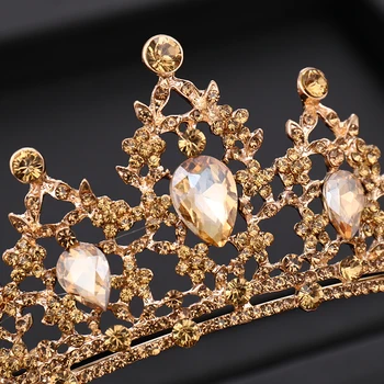 Epocă De Aur Nunta Coroana Baroc Stras De Cristal Coroanei Reginei Tiara Petrecere Bal De Mireasa Accesorii De Par, Bijuterii