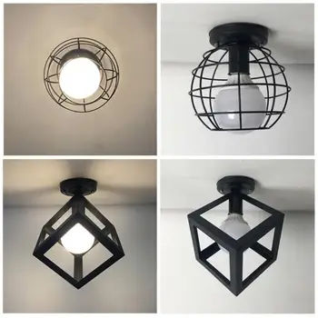 Epocă de Fier Negru Plafon Lumina E27 LED Industriale Moderne Lampă de Tavan Nordic Iluminat Cușcă de Prindere Acasă Living Decorul Camerei