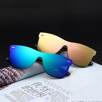 Epocă Nouă Modă fără ramă Bărbați ochelari de Soare pentru Femei Brand Retro Nuante Oglindă ochelari de Soare de Conducere Clasic Siamezi oculos masculino