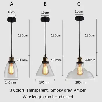 Epocă Pandantiv Lumini Pandantiv de Sticlă Lămpi Loft Industrial Atârnă lampa de Fum gri Moderne Luciu Independent