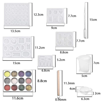 Epoxidice Mucegai Silicon Set de Bijuterii de Turnare, Inclusiv Spumante Decor și Set de scule, Potrivit pentru DIY Cercei Pandantiv Bijuterii