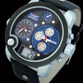 EPOZZ Ninja Serie Mare față cadran mare de trei ori display ceas barbati top brand de lux de sex masculin ceas din piele Relogio masculino 2305