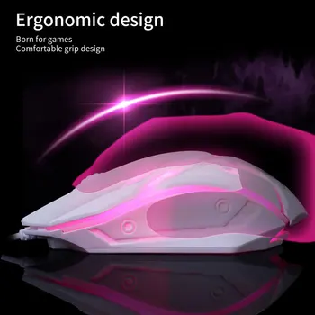 Ergonomic USB Mouse cu Fir 7 Culori LED Cu lumina de Fundal 3D Roller 2000 DPI Gaming mouse S1 Tăcut Mause Pentru Laptop PC