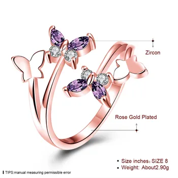 ERLUER Noi Reglabil fluture Aripi de Cristal inel pentru femeile iubesc Bijuterii Fete la Modă de Nunta Formatii Petrecere de Moda Inele