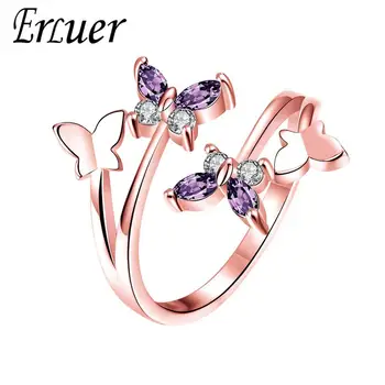 ERLUER Noi Reglabil fluture Aripi de Cristal inel pentru femeile iubesc Bijuterii Fete la Modă de Nunta Formatii Petrecere de Moda Inele