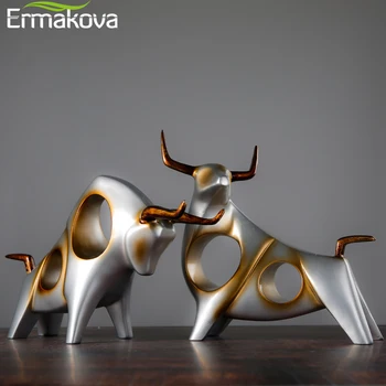 ERMAKOVA Bovine Statuie Ox Acasă Decor Camera de zi Bull Sculptura Vinul TV Cabinet Ornament Meserii Abstract Figurina Animal