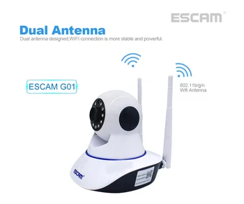 ESCAM G01 HD 1080P 200W Dual Antena Pan/Tilt WiFi IR Camera IP Wireless Suport ONVIF Două Talk Fel de Viziune de Noapte
