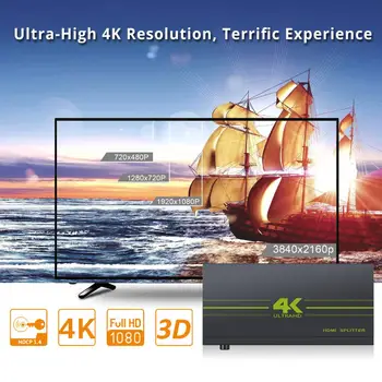 ESYNiC 2K 4K HDMI Splitter Amplificator 1 din 4 Distribuitor de Semnal HDMI Full HD 1080P 3D 1x4 Port Alimentat V1.4b Video Converter