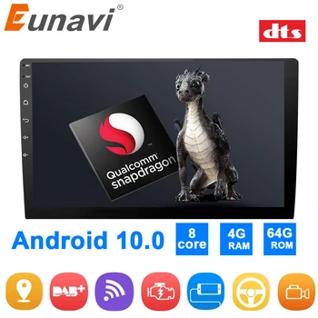 Eunavi 2 Din Radio Auto GPS Multimedia Player 4G 64GB HIFI DSP DTS Universal HD Ecran 2Din Autoradio Stereo Video