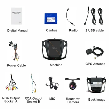 Eunavi 2Din Android Radio Auto Multimedia Player Pentru Ford focus 2012-Audio stereo Verticale Tesla ecran Navigator GPS RDS