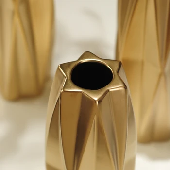 Europa Gold Matt Diamant Vaza De Portelan Modei Moderne Din Ceramica Vaza De Flori Biroul De Acasă Nunta De Craciun Decor De Anul Nou