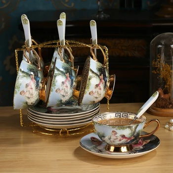 Europa porțelan cești de cafea set vintage Curtea pictura figura Lux de ceai din Portelan set de ceasca ceai de după-Amiază petrecere de Nunta Cadouri
