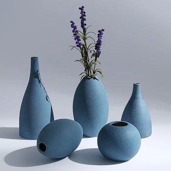 Europa vas mic se Pisa glazura ceramica Negru albastru Gri vaze de Flori de arte și meserii acasă decorare accesorii moderne