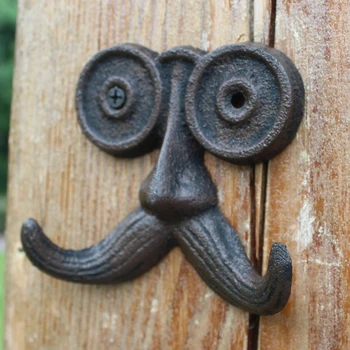 European De Epocă Drăguț Om Bătrân, Cu Mustață Lungă Design Home Garden Decor Fonta Cârlig De Perete Cu Două Umerase