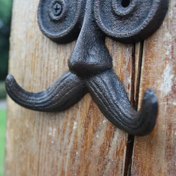 European De Epocă Drăguț Om Bătrân, Cu Mustață Lungă Design Home Garden Decor Fonta Cârlig De Perete Cu Două Umerase