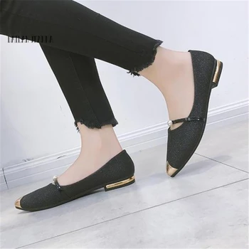 European Femei pantofi Low top singur pantofii chiulangiu toc plat primăvară 2018Hot de vânzare nou stil doamnelor și mici subliniat pantofi