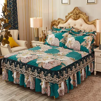 European lenjerie de pat catifea cuvertură de pat twin regina king size bedskirt include: 1 lenjerie de pat si 2 fete de perna