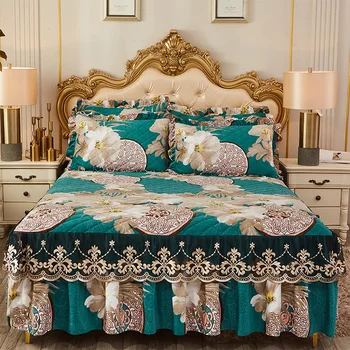 European lenjerie de pat catifea cuvertură de pat twin regina king size bedskirt include: 1 lenjerie de pat si 2 fete de perna