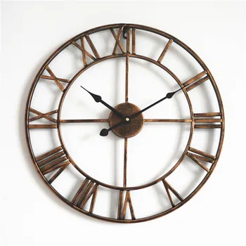 European stil Vintage ceas de perete mare de fier numeral Roman tăcut ceas pentru camera de zi studiu office home decor acasă ceas