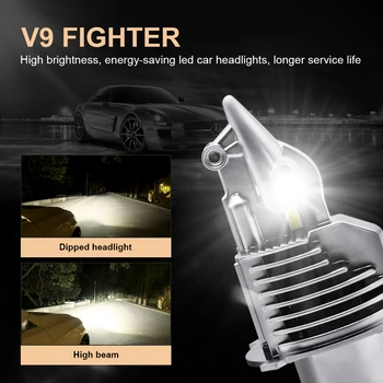 EURS H4 cu LED-uri Auto Faruri Luptător Turbo, Becuri cu LED-uri 12V H4 6000K 70W 8000LM Lampă Auto Pentru Toate Masinile si Motociclete a Farului de Ceață de Lumină