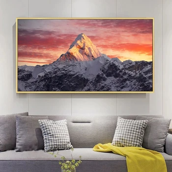 Everest Munte În Apus de soare Panza Tablou Peisaj de Postere si Printuri Cuadros de Arta de Perete de Imagine pentru Camera de zi de Decorare Acasă