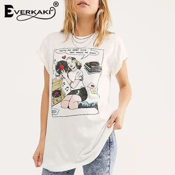 Everkaki Boho Retro Print T-shirt Femei de Top de Vară Teuri Tigan Moda Doamnelor de Epocă Topuri tricouri Casual sex Feminin 2020 Primăvara anului Nou
