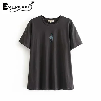 Everkaki Epocă Boho Print T-shirt Femei de Top de Vară Retro Teuri Tigan Doamnelor Etnice Topuri tricouri Casual sex Feminin 2020 Noua Moda