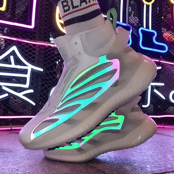 Explozie de stil pentru bărbați reflectorizante mid-cut popcorn non-alunecare pantofi de funcționare ușor respirabil drumeții pantofi ochiurilor de plasă de pantofi casual
