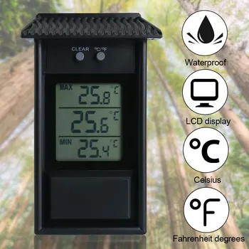 Exterior Impermeabil Montat pe Perete Max Min Valoare LCD Temperatura de Afișare Acasă Digital Termometru Higrometru Camera de zi Interior
