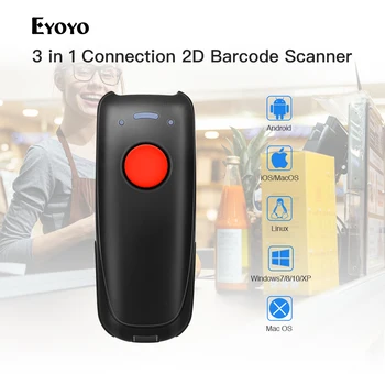 Eyoyo EY-004A Portabil Mini Wired&Wireless 2.4 G Bluetooth Scanner de coduri de Bare 3-în-1 1D 2D QR CCD Cod de Bare de Scanare Cititor