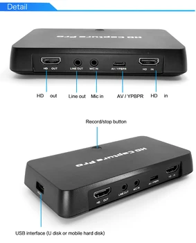 Ezcap295 1080P HD Video Game Capture OBS Live HD Recorder USB 2.0 pentru Redare Carduri de Captura Pentru Xbox 360, Xbox One PS4 Set-Top Box