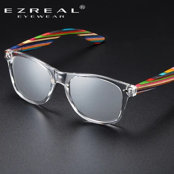 EZREAL Polarizate PC-Cadru Cu Picioare din Lemn ochelari de Soare pentru Barbati sau Femei de Culoare din Lemn Temple