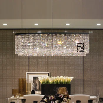 F formă Dreptunghiulară de iluminat din cristal pandantiv cu Led-uri Lumini pentru sala de mese a CONDUS candelabru, candelabre de cristal Restaurant de prindere