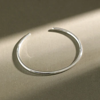 F. I. N. S-Coreean S990 Argint Minimalist Bijuterii De Argint Smooth Deschide Cuff Brățară Brățară De Sex Feminin Argint Bijuterii Fine