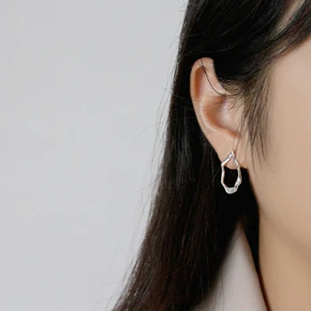 F. I. N. S Stil Coreean Femeie S925 Argint Cercei Simplu Geometrică Neregulată Stud Cercei Argint 925 Bijuterii